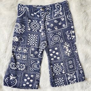 Vintage 70s Kmart Strawberry Bell Bottom Jeans Patchwork 2T Floral